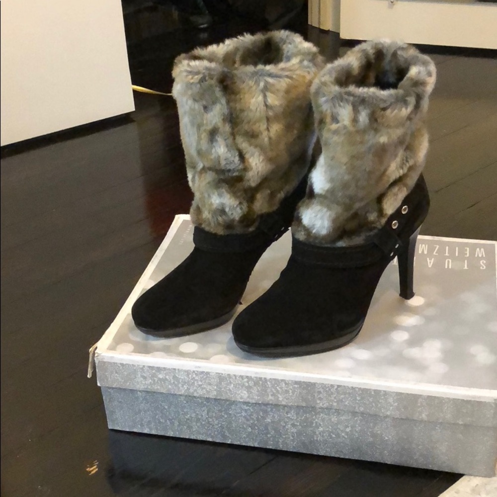 Stuart Weitzman fur booties